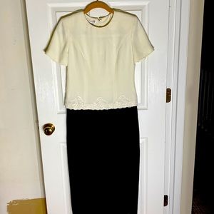 Talbots cocktail dress - ivory / black